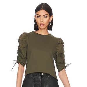 Frame Denim Women's Ruched Tie Sleeves Tee Top. New without tags. 100% Cotton